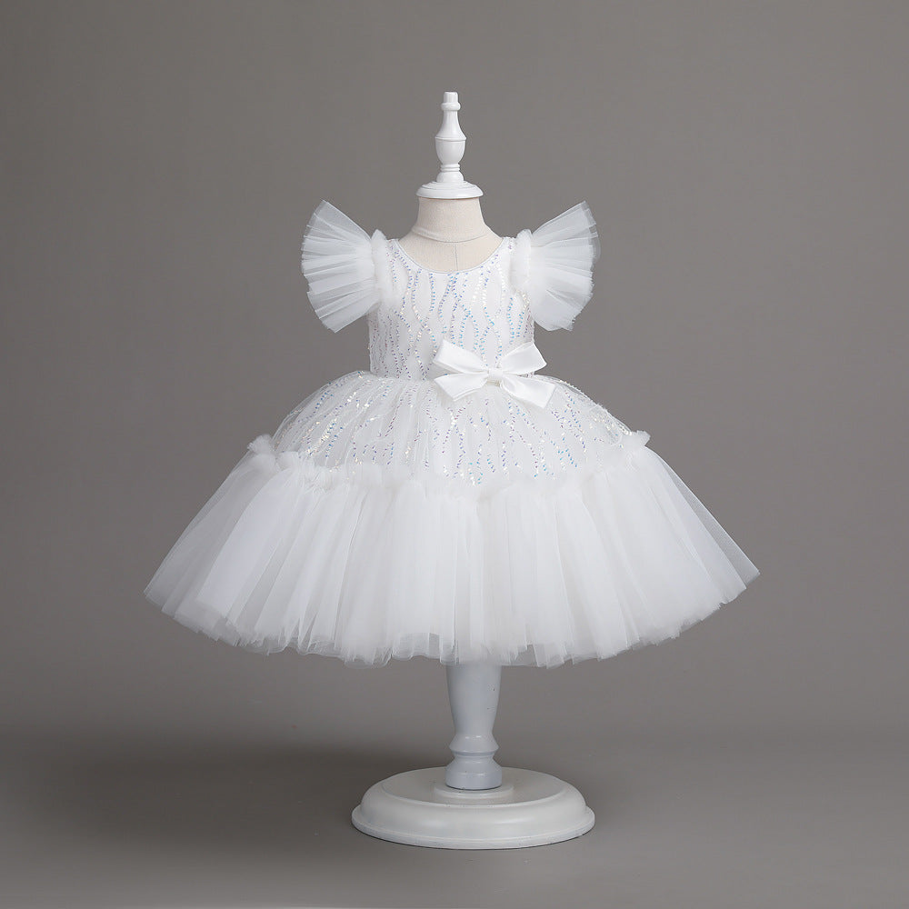 Sequin Pompom Tulle Princess Dress