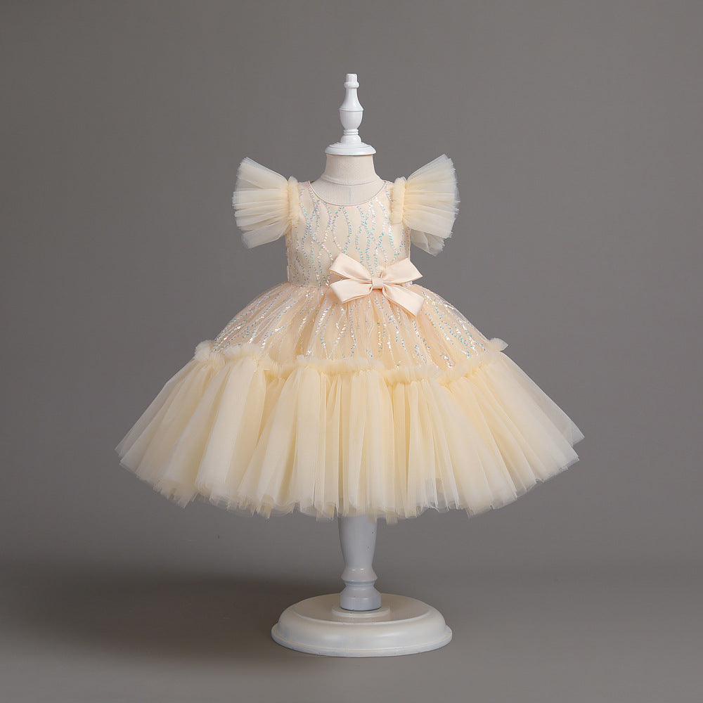 Sequin Pompom Tulle Princess Dress